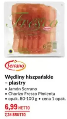 Wędliny hiszpańskie - plastry Chorizo Fresco Pimienta promocja w Makro