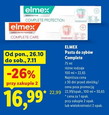 Pasta do zębów Elmex Sensitive Plus Complete Protection promocja w Lidl