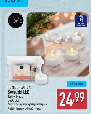Świeczki LED Home Creation 24-pak promocja w Aldi