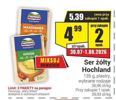 Ser żółty Hochland promocja w Delikatesy Sezam