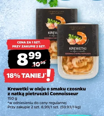 Krewetki w oleju o smaku czosnku z natką pietruszki Connoisseur promocja w Netto