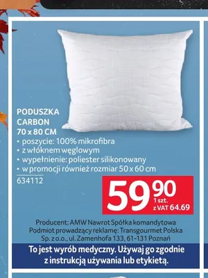 Poduszka Carbon 70x80 cm promocja w Selgros
