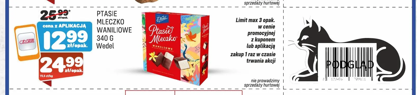 Ptasie Mleczko waniliowe Wedel promocja w Społem Praga