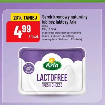 Serek kremowy naturalny bez laktozy Arla promocja w POLOmarket