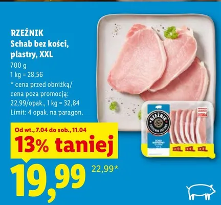 Schab bez kości plastry XXL promocja w Lidl