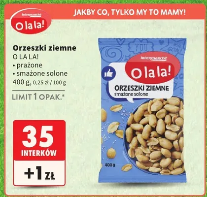 Orzeszki ziemne smażone solone promocja w Intermarche