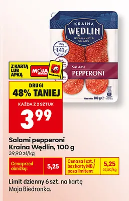 Salami pepperoni Kraina Wędlin promocja w Biedronka