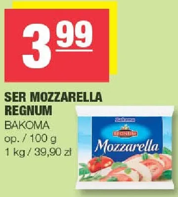 Ser mozzarella Bakoma Regnum promocja w SPAR