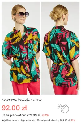 Koszula damska kolorowa na lato promocja w Monnari