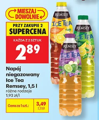Napój niegazowany Ice Tea Remsey z ekstraktem z czarnej herbaty promocja w Biedronka