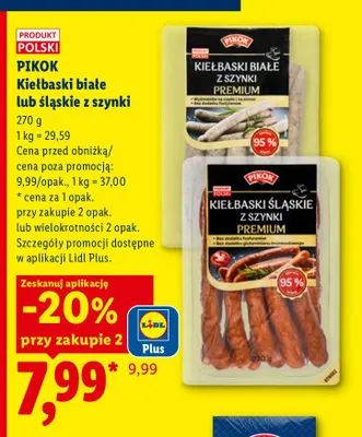 Kiełbaski śląskie z szynki Pikok promocja w Lidl