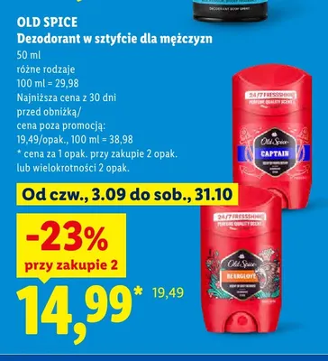 Dezodorant w sztyfcie dla mężczyzn Old Spice Captain promocja w Lidl