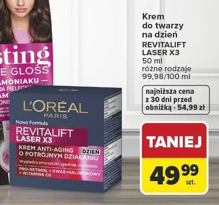 Krem do twarzy na dzień L'Oréal Paris Revitalift Laser X3 promocja w Carrefour