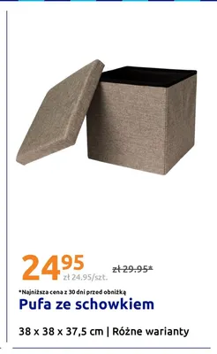 Pufa ze schowkiem 38x38x37,5 cm promocja w Action