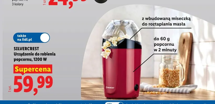 Urządzenie do robienia popcornu Silvercrest 1200W promocja w Lidl