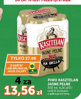 Piwo Kasztelan Jasne Pełne promocja w Groszek