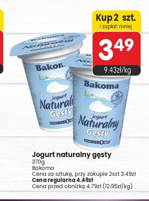 Jogurt naturalny gęsty Bakoma promocja w Market Point