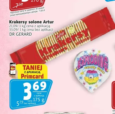 Krakersy solone Artur Dr Gerard promocja w Prim Market