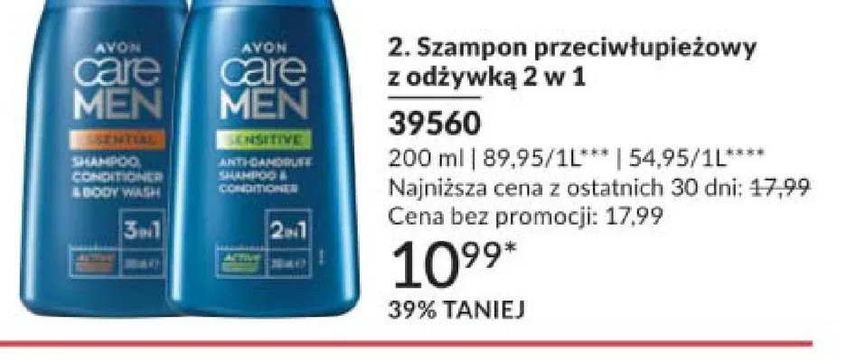 Szampon przeciwłupieżowy z odżywką 2 w 1 Avon Care Men promocja w AVON
