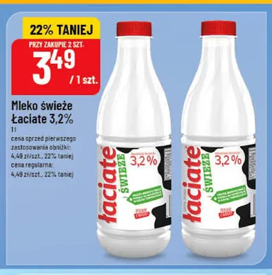 Mleko świeże Łaciate 3,2% promocja w POLOmarket