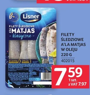Filety śledziowe a'la Matjas w oleju Lisner promocja w Selgros