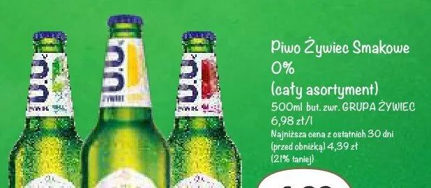 Piwo Żywiec Smakowe 0% cały asortyment Grupa Żywiec promocja w Arhelan