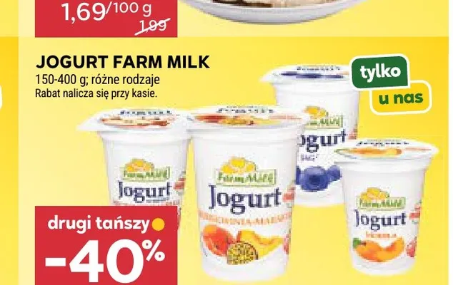 Jogurt z jagodami Farm Milk promocja w Stokrotka