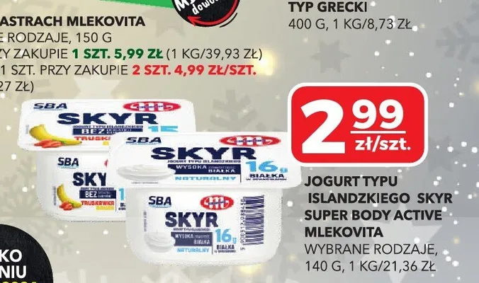 Jogurt typu islandzkiego Skyr super body active promocja w Top Market