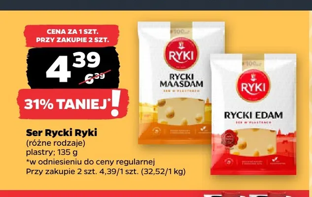 Ser Rycki Maasdam w plastrach Ryki promocja w Netto
