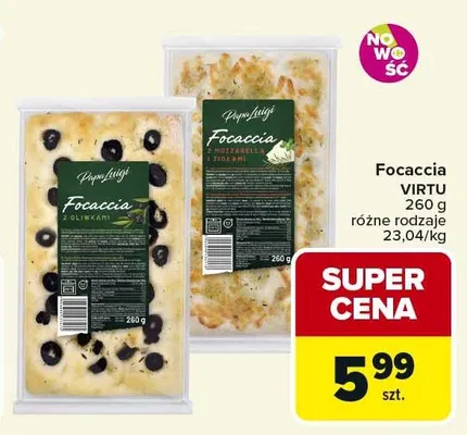 Focaccia z oliwkami Virtu promocja w Carrefour