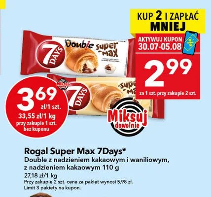 Rogal 7Days Super Max z nadzieniem kakaowym promocja w LEWIATAN