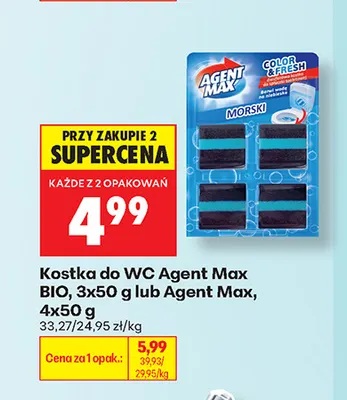 Kostka do WC Agent Max 4-pak promocja w Biedronka