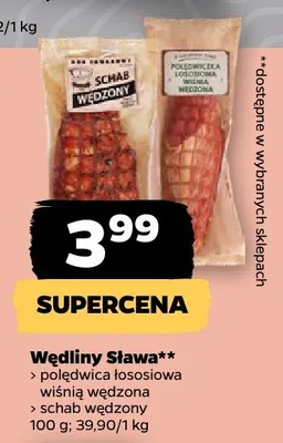 Wędliny sława polędwica łososiowa wiśnią wędzona, schab wędzony promocja w Netto
