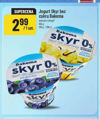 Jogurt Skyr bez cukru jagoda Bakoma promocja w POLOmarket