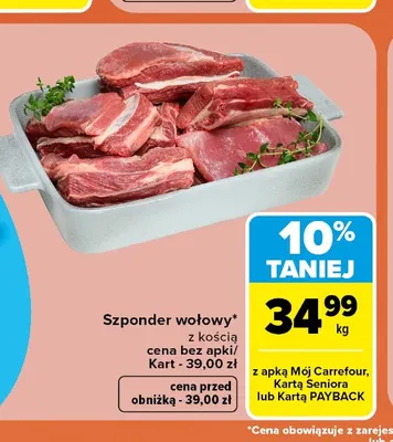 Szponder wołowy z kością promocja w Carrefour Market