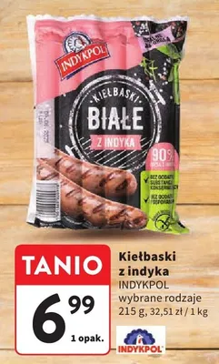 Kiełbaski z indyka Indykpol promocja w Intermarche