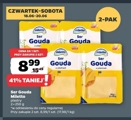 Ser Gouda Miletto plastry 2-pak promocja w Netto