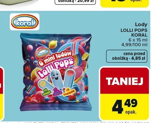 Lody Lolli Pops Koral promocja w Carrefour