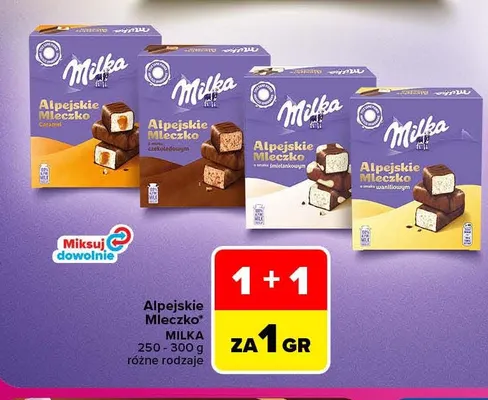 Alpejskie Mleczko Milka o smaku czekoladowym promocja w Carrefour Market