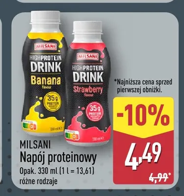 Napój proteinowy Milsani High Protein Drink Banana promocja w Aldi