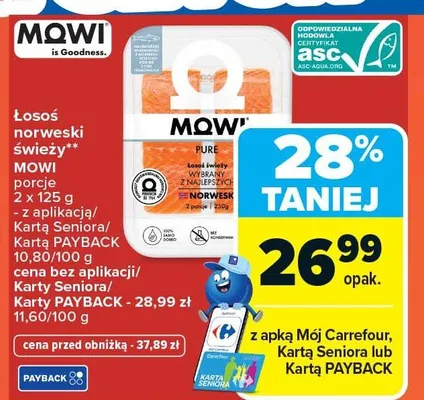 Łosoś norweski świeży porcje promocja w Carrefour Market