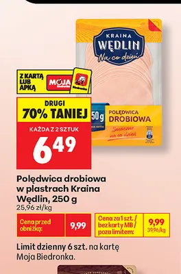 Polędwica drobiowa w plastrach Kraina Wędlin promocja w Biedronka