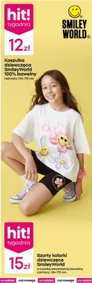 Koszulka dziewczęca SmileyWorld 100% bawełny rozmiary 134-170cm promocja w Pepco