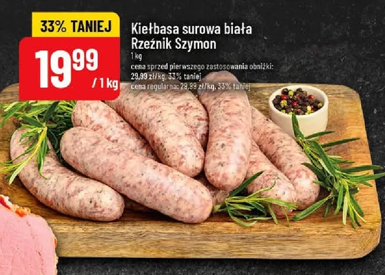 Kiełbasa surowa biała Rzeźnik Szymon promocja w POLOmarket