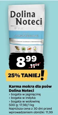 Karma mokra dla psów bogata w jagnięcinę promocja w Netto