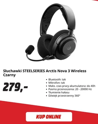 Słuchawki SteelSeries Arctis Nova 3 Wireless promocja w Media Markt