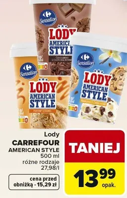 Lody Carrefour American Style Chocolate & Cookie Dough promocja w Carrefour Market