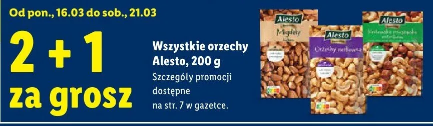 Wszystkie orzechy 2+1 za grosz promocja w Lidl