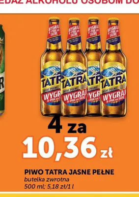 Piwo Tatra Jasne Pełne butelka zwrotna 4-pak 500ml promocja w ABC