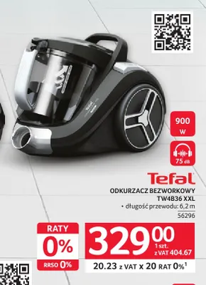 Odkurzacz bezworkowy Tefal TW4B36 Xxl promocja w Selgros